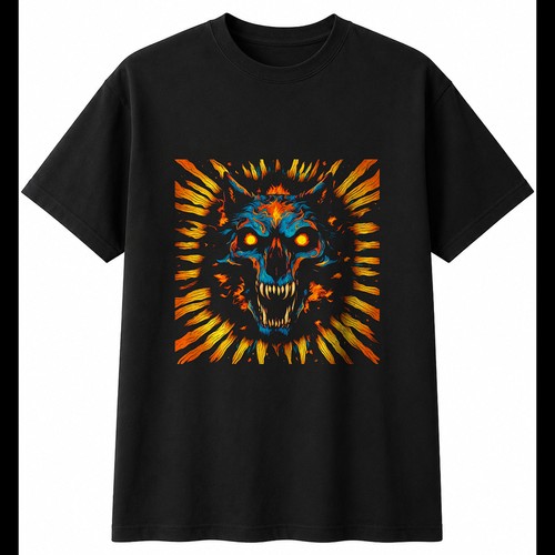 Wolf totenkopf flammen - wolf, in