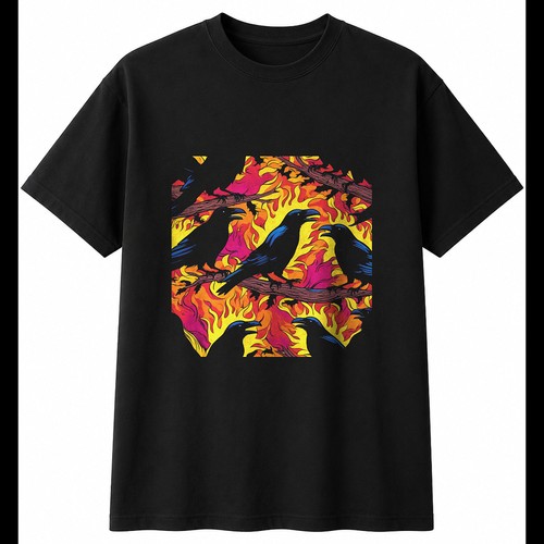 Psychedelic crows branch - psychedelic,