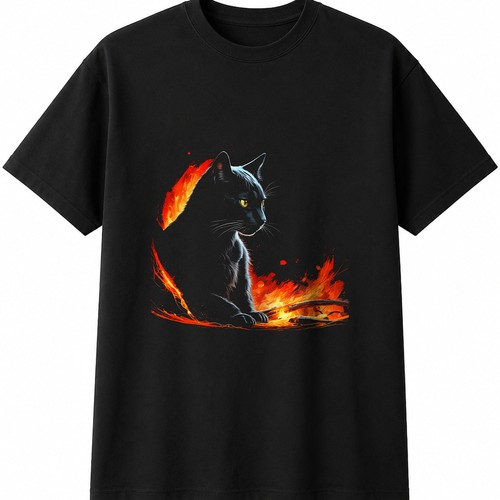 Schwarze katze flammen - in,