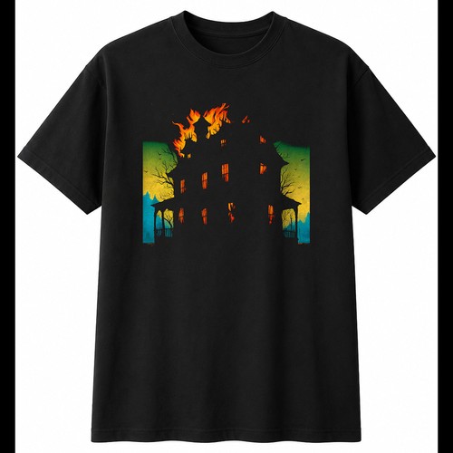 Haunted house flames dark - haunted, in
