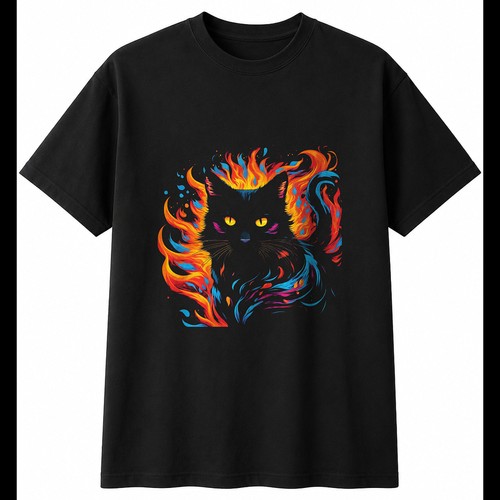 Psychedelic black cat - cat, in