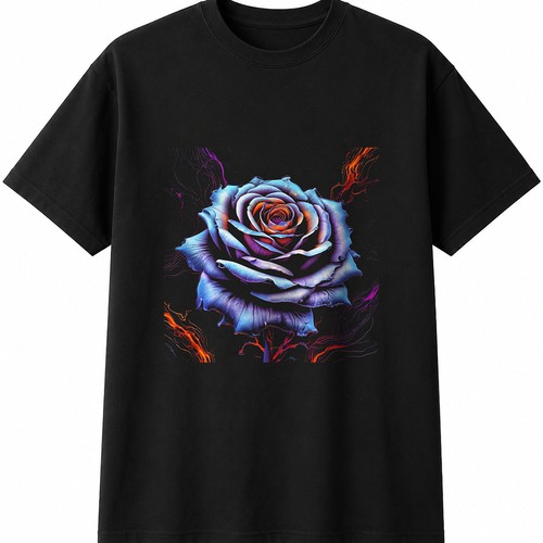 Neon schwarz rose flammen - rose,